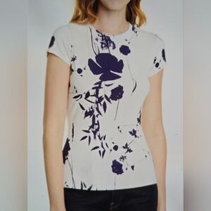 Ted Baker Bluebell Spring Fitted Tee Navy/White Size 2 (4-6)